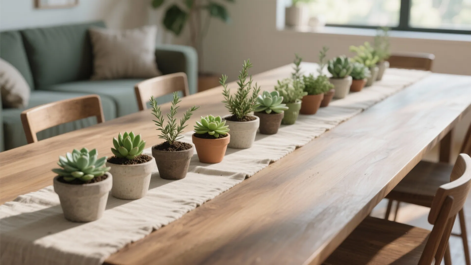 Seasonal greenery and low arrangements