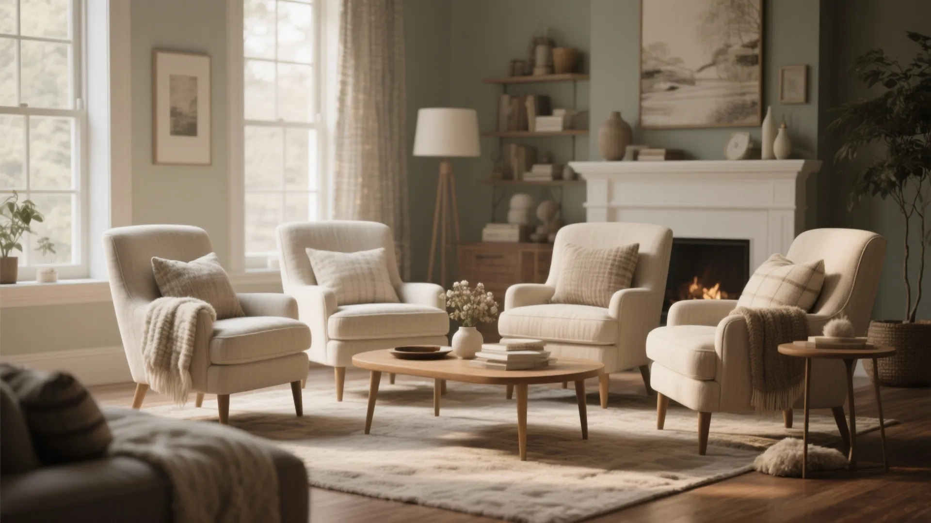 Four chairs with interchangeable seasonal fabrics