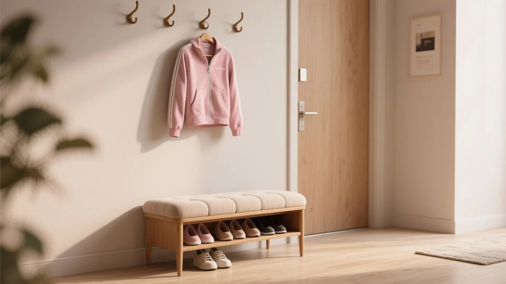 3. Multi-Functional Seating with Hooks