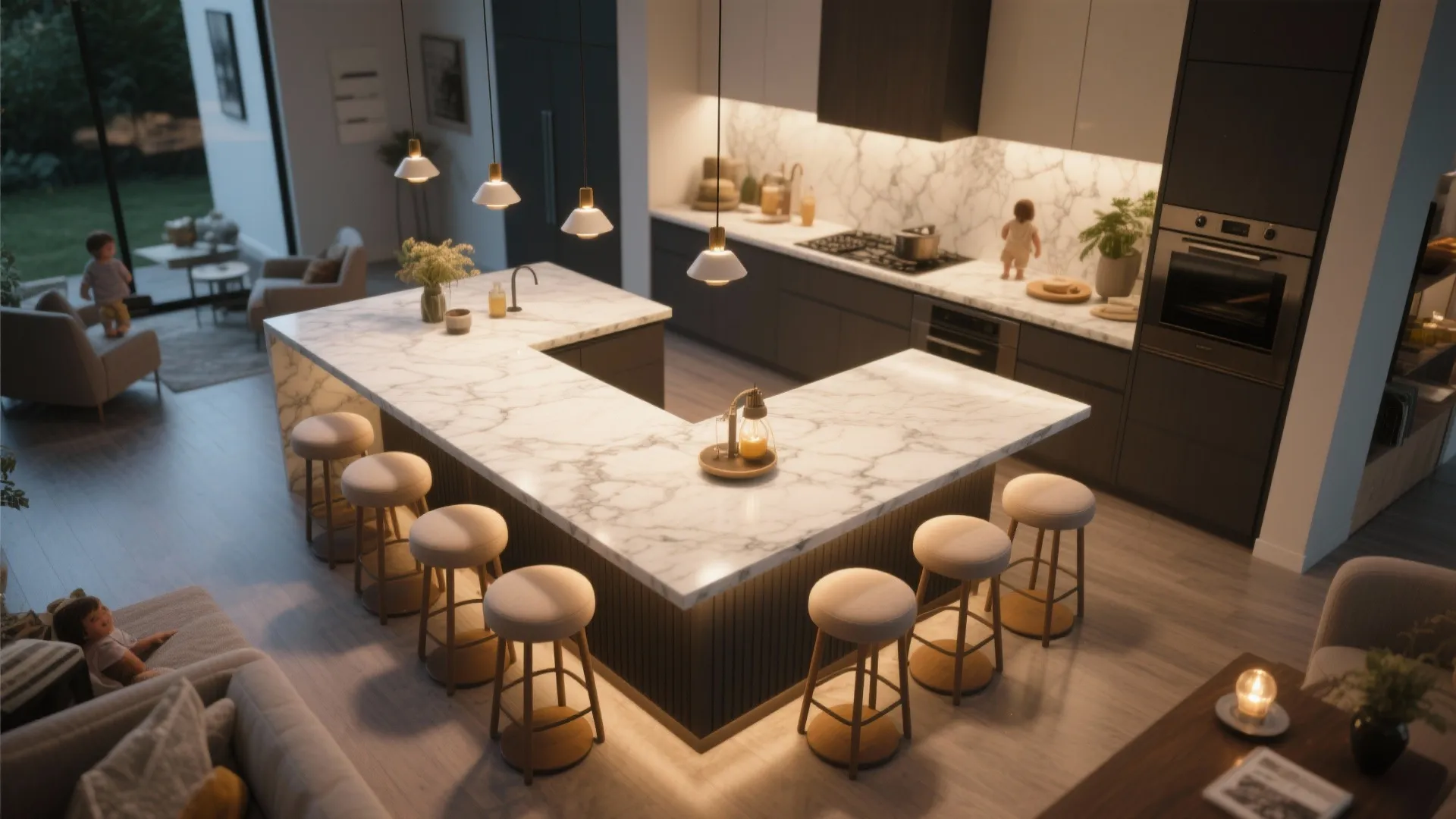 4. Integrated Seating and Lighting