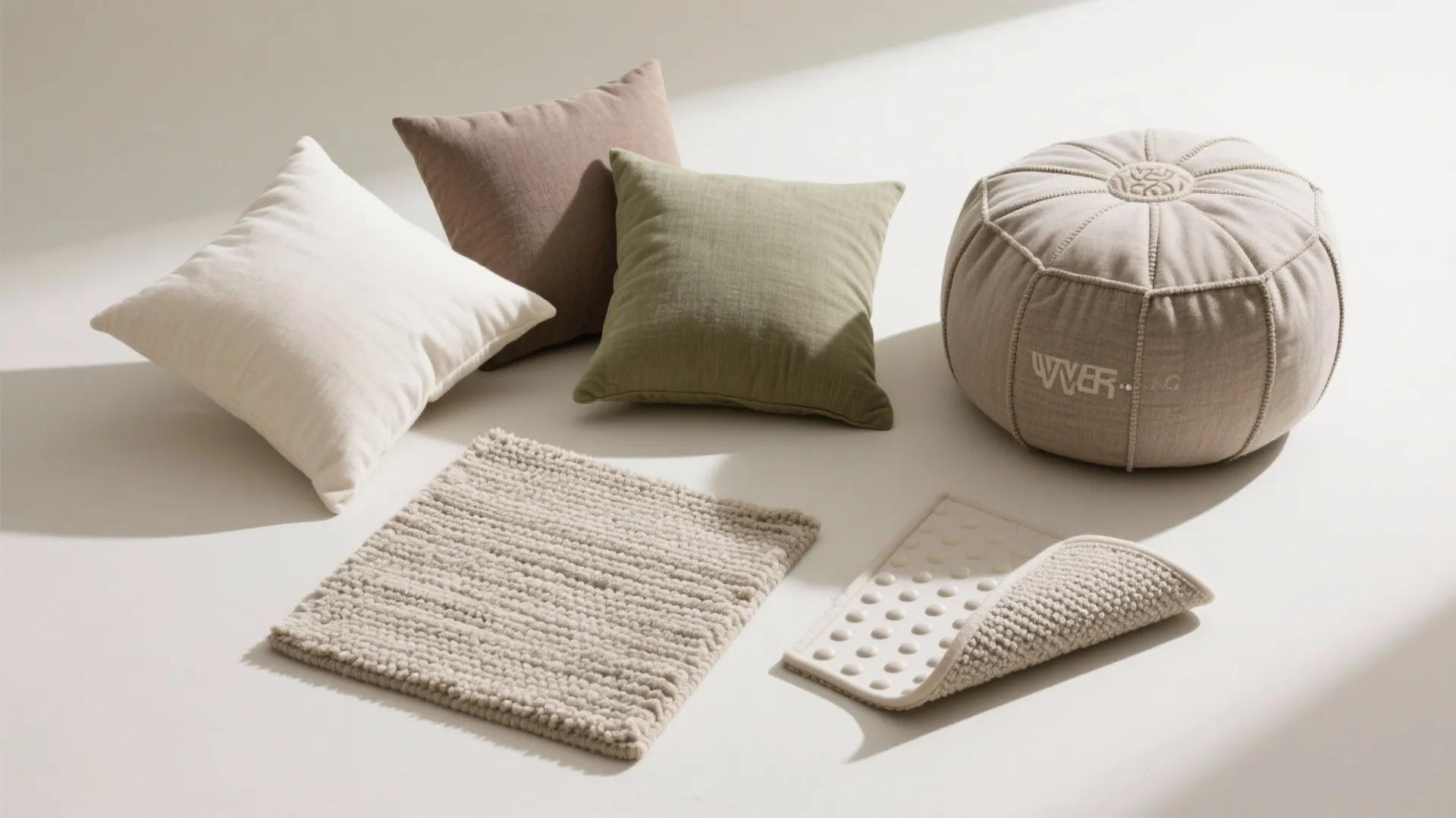 Cozy Seating Pockets with Throw Pillows and Floor Poufs