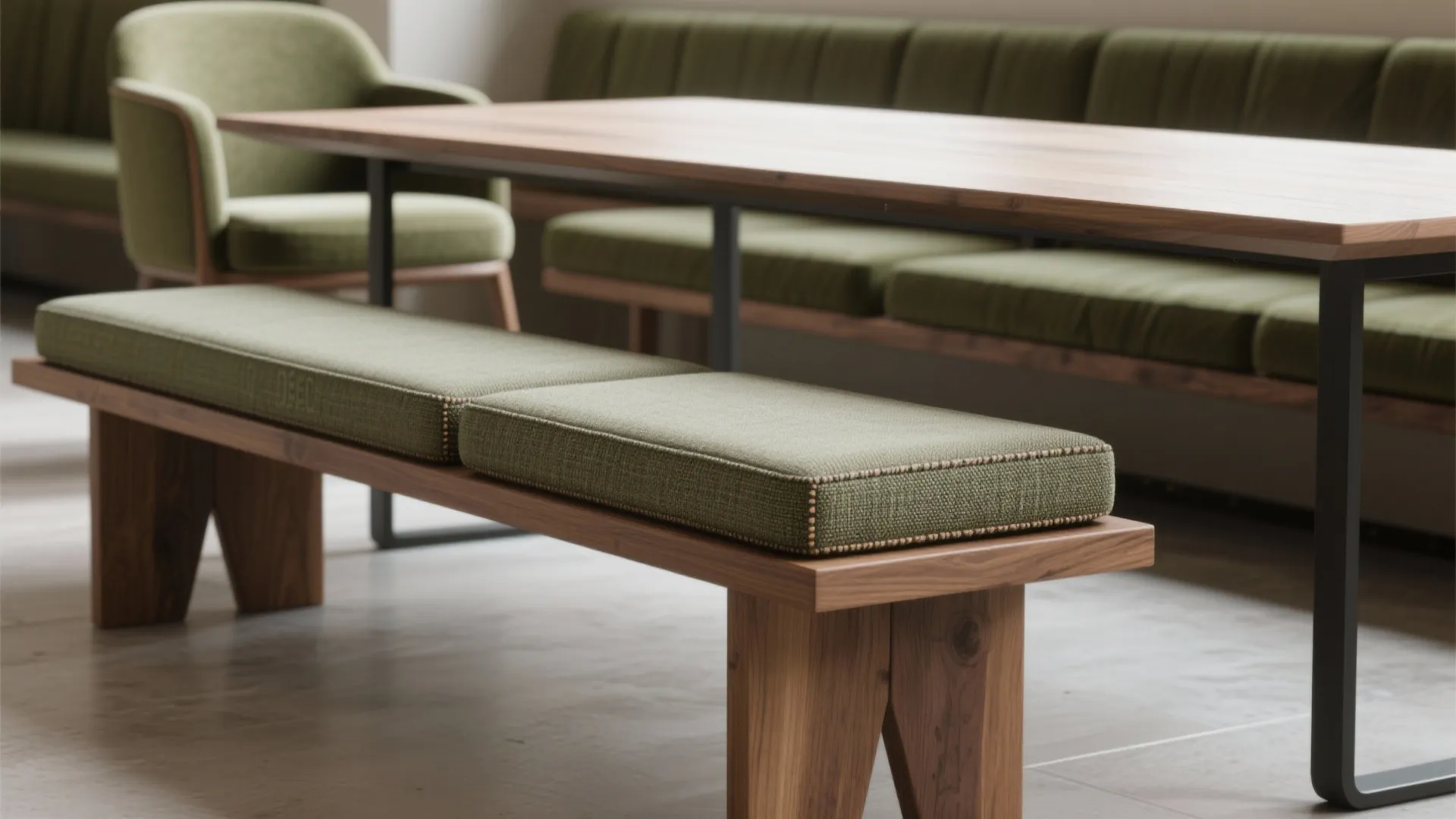 2. Mix Seating: Benches + Accent Chairs