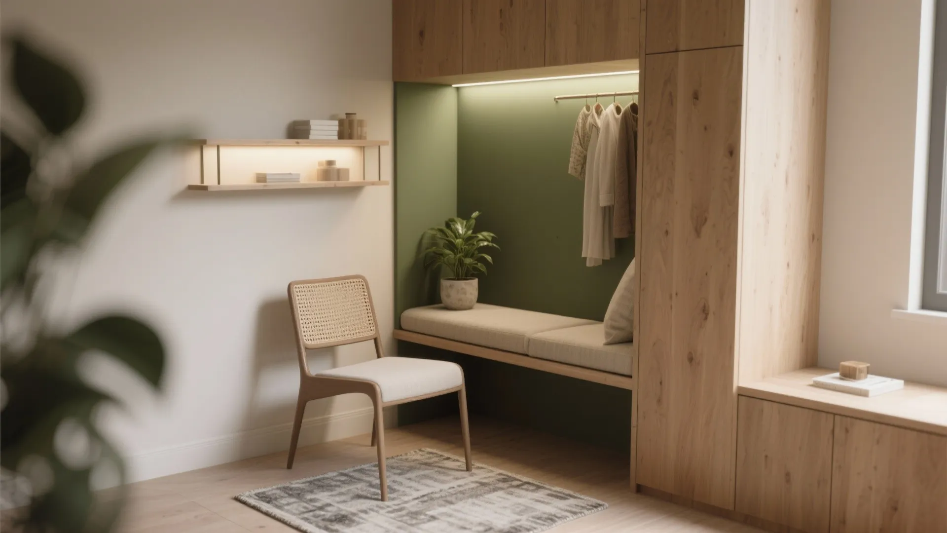 5. Create a tiny seating or dressing niche