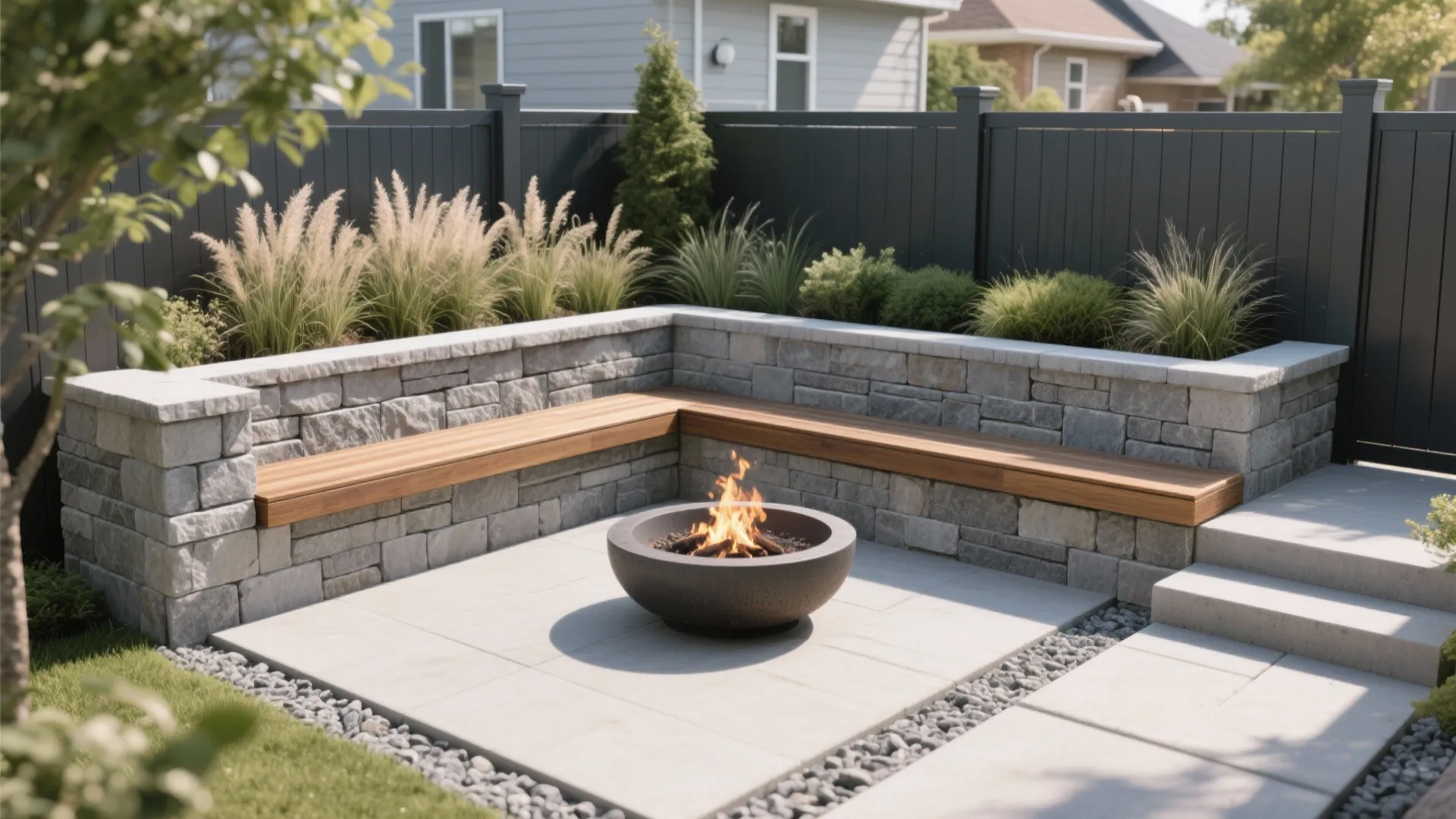 3) Multi-functional walls: seating, steps, and slim terraces