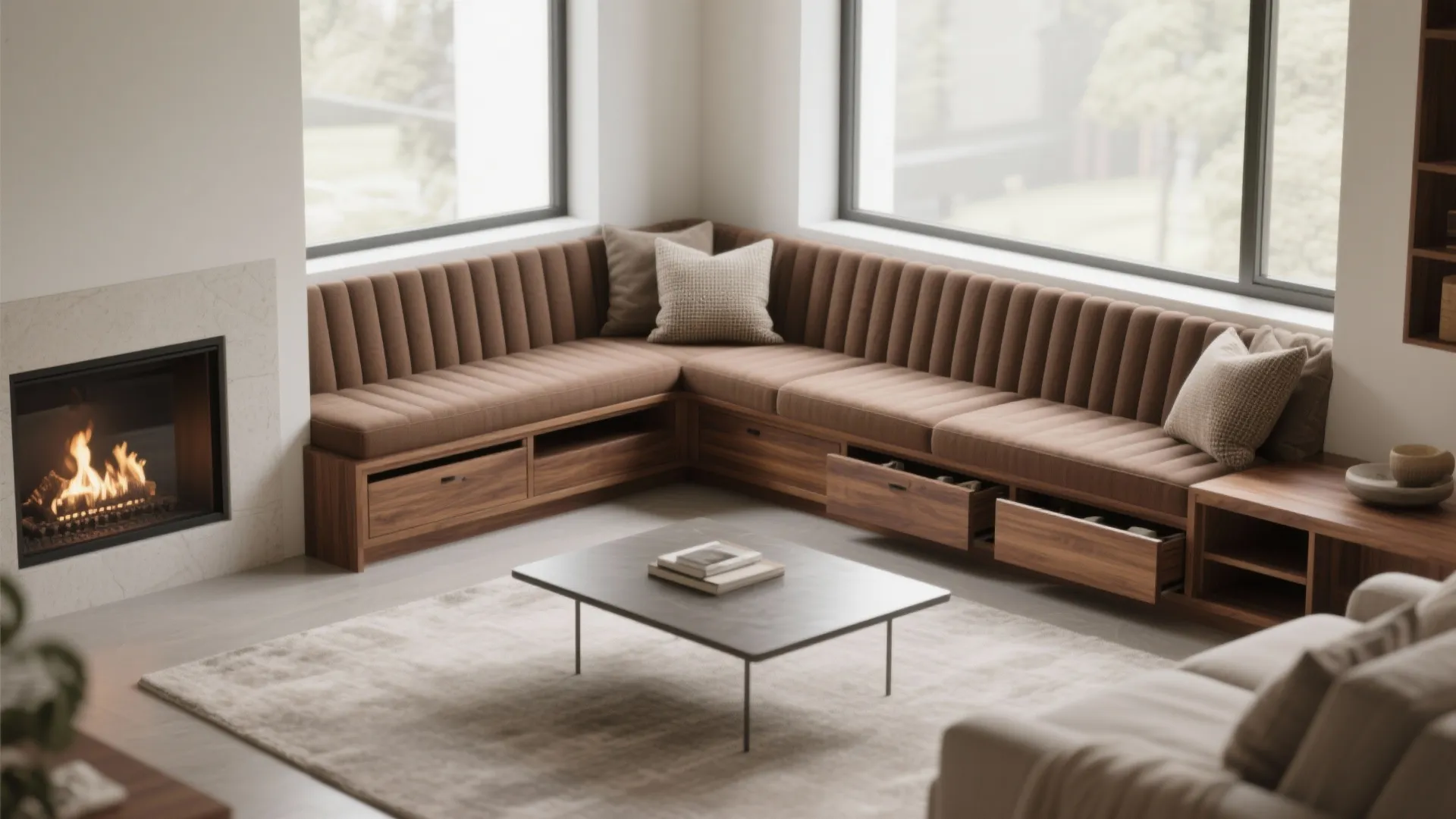 2. Build seating-storage around the angle