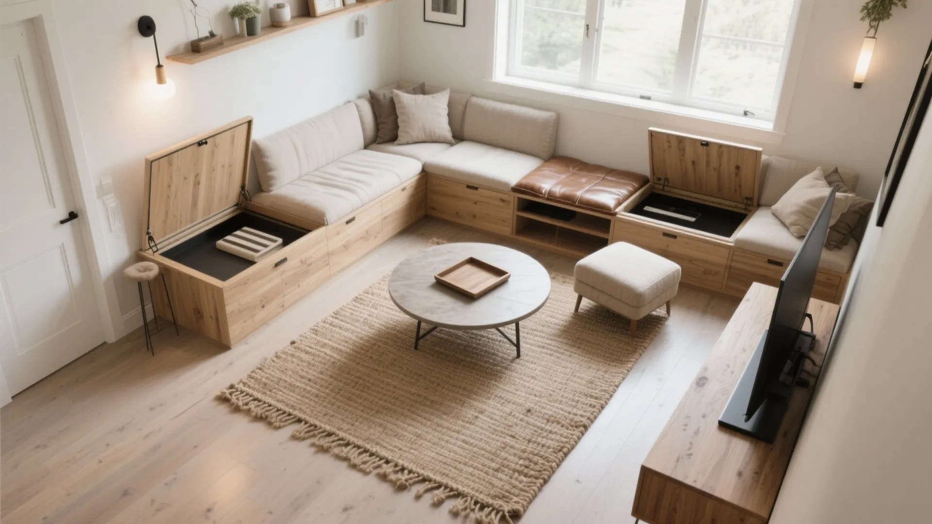Right-size seating: sectionals, built-ins, and multi-taskers