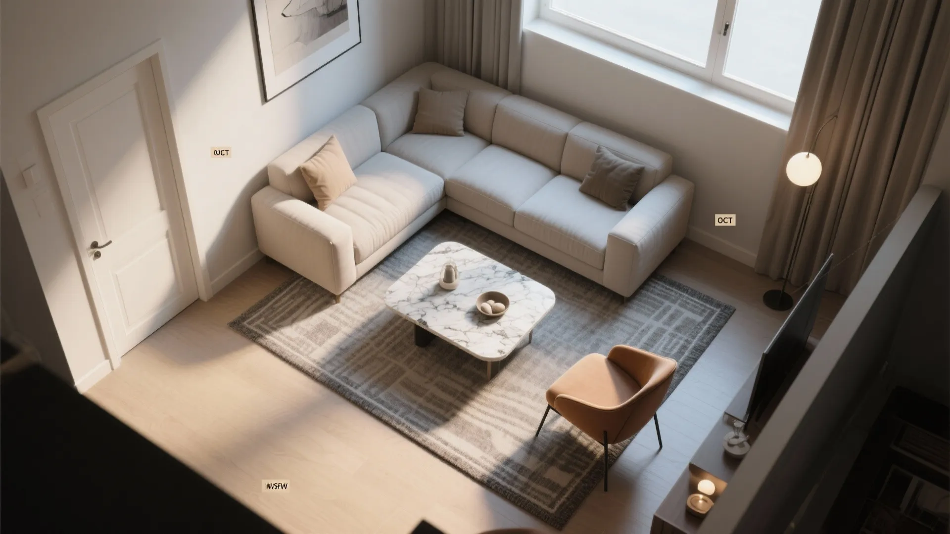 Tailored Seating: Compact Sectional + Accent Chair