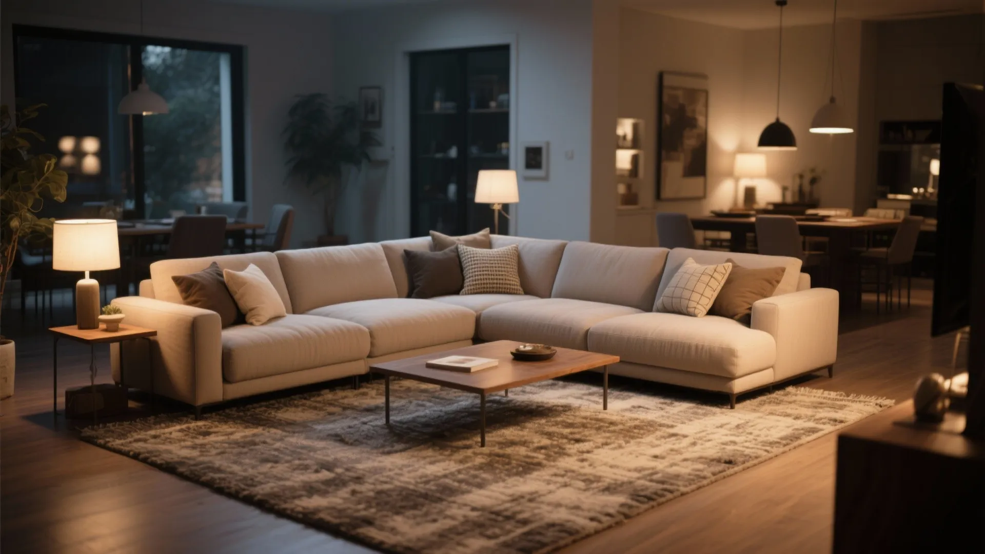 9. Sectional Anchored with Area Rug