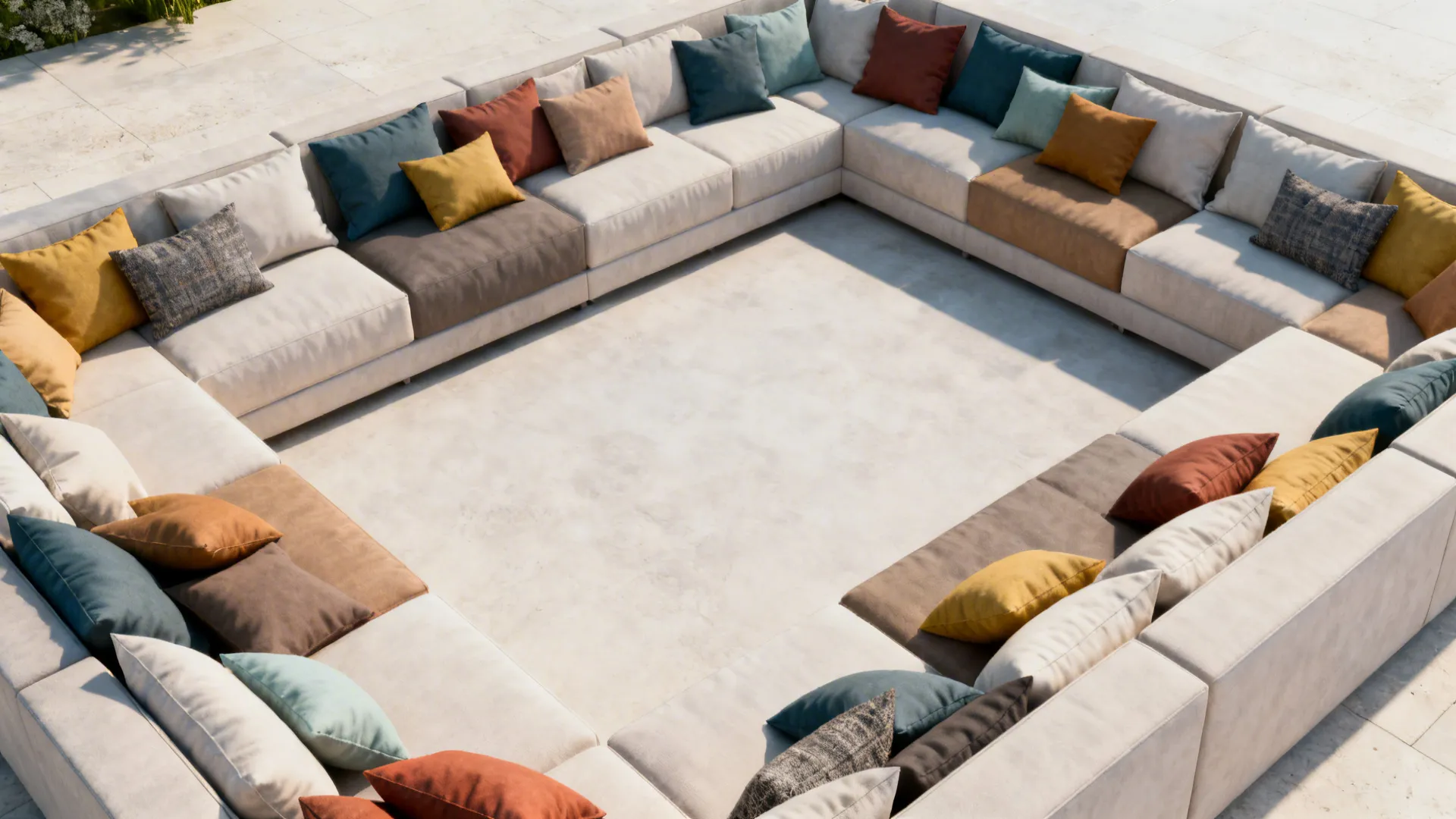 Top-down sectional layout with color-coded pillow clusterings to show balance.