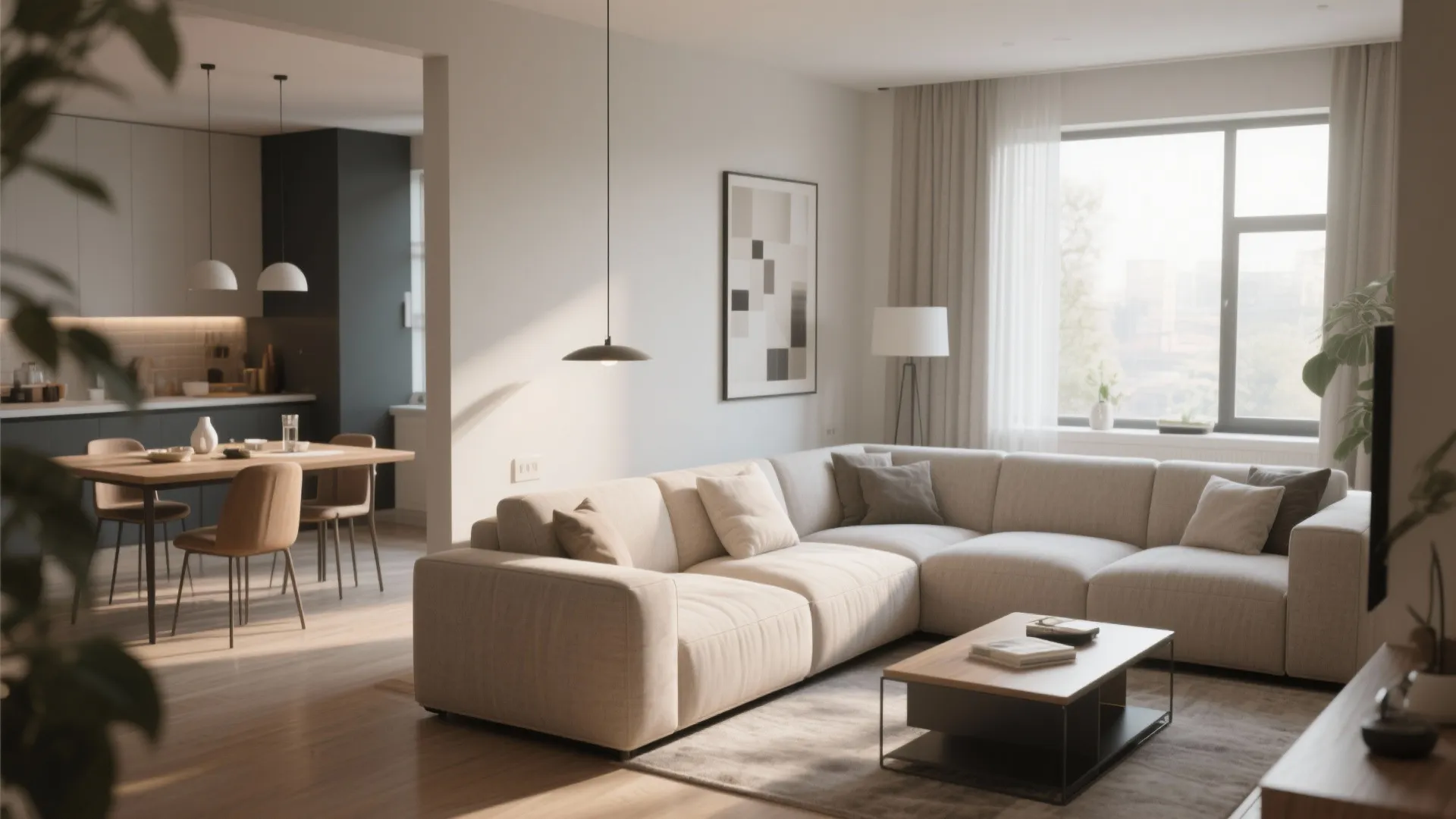 2. Sectional sofa as a space divider