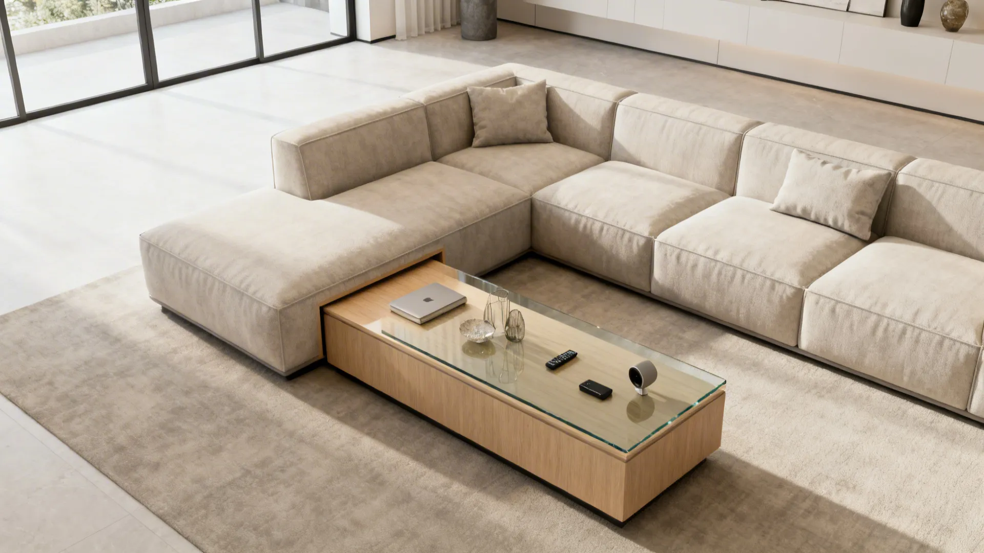 2. Sectional Corner Setup with L-Shaped End Table