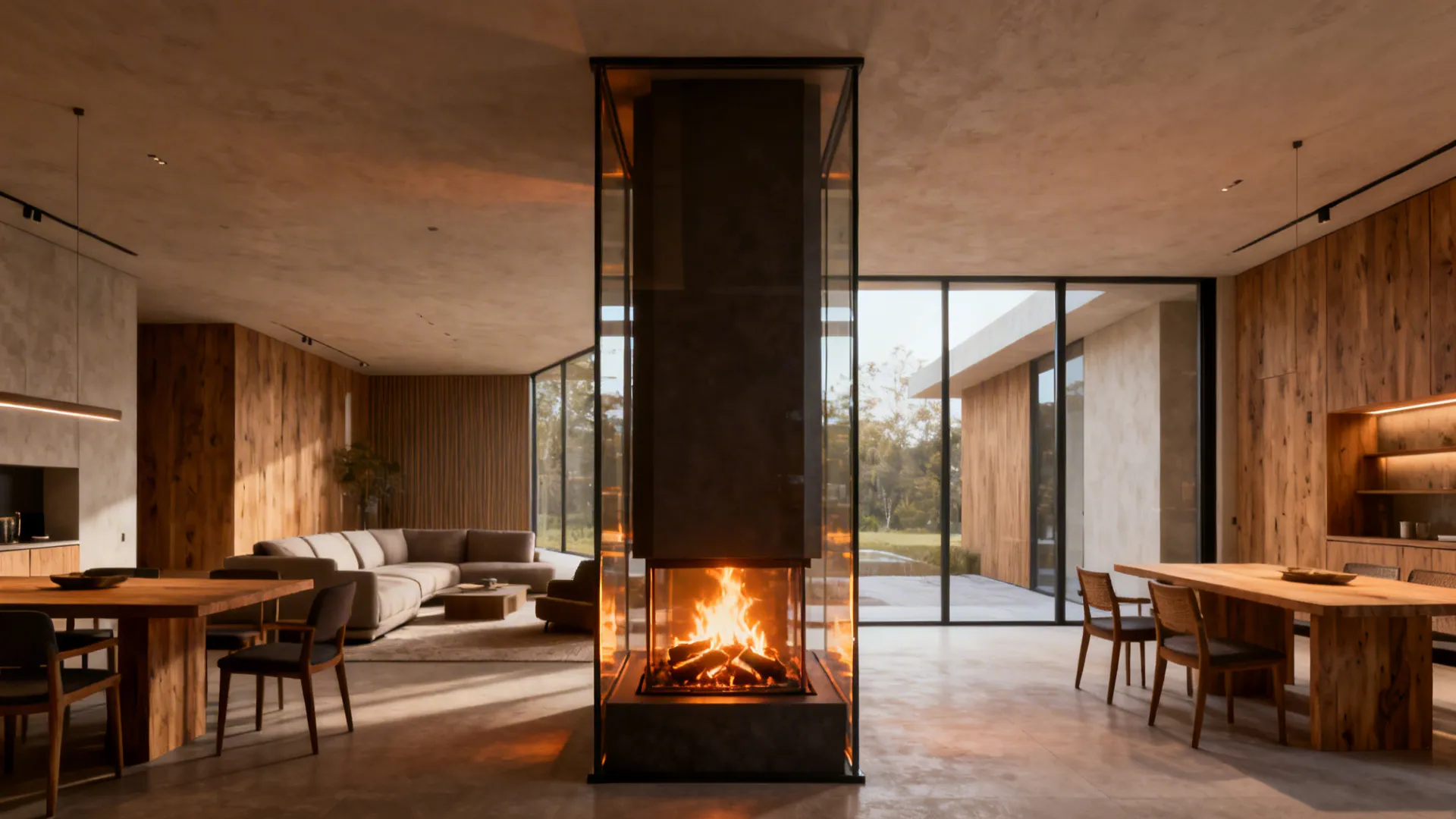 5. Double-Sided or See-Through Fireplace
