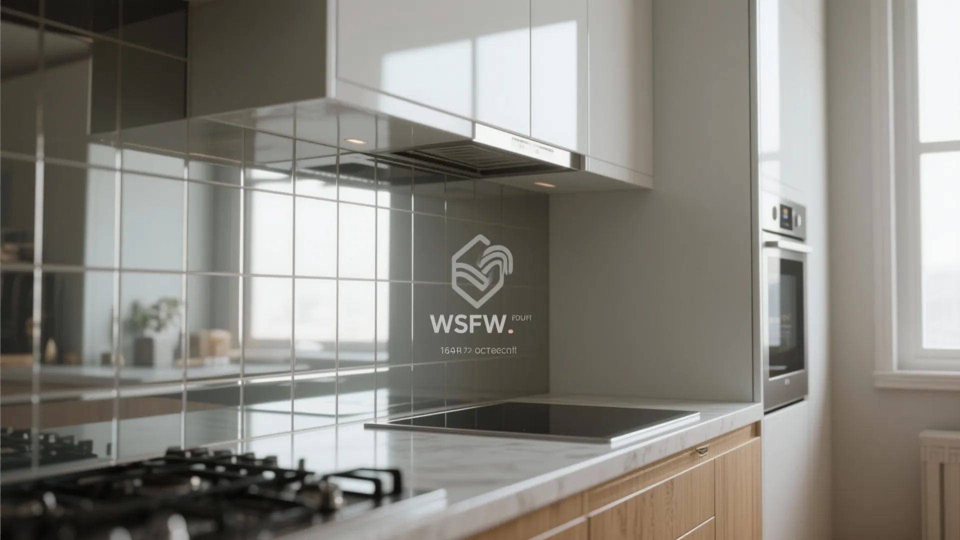 5. Use gloss selectively — mirrors, semi-gloss trims, and reflective backsplashes