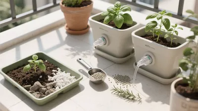 Balcony Herb Garden with Self-Watering Pots