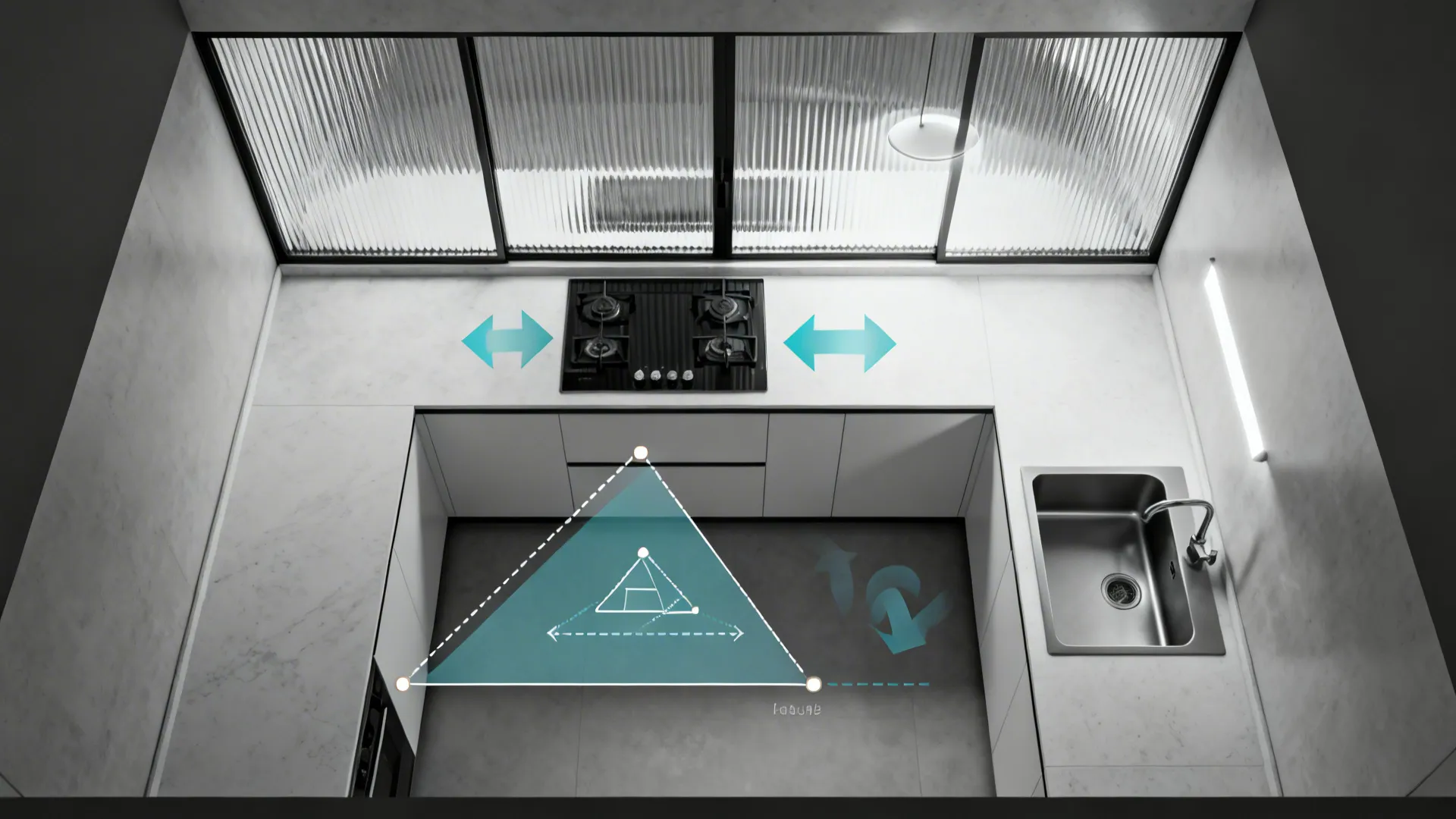 Closed kitchen shell, open sightlines