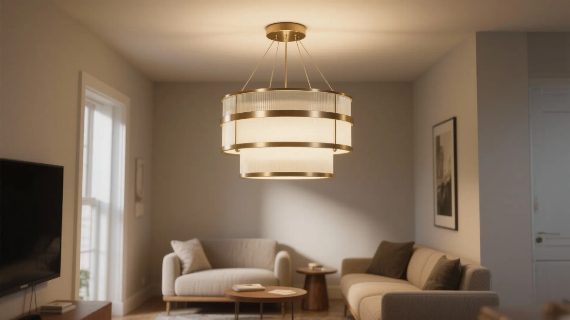 2. Semi-flush mount chandelier