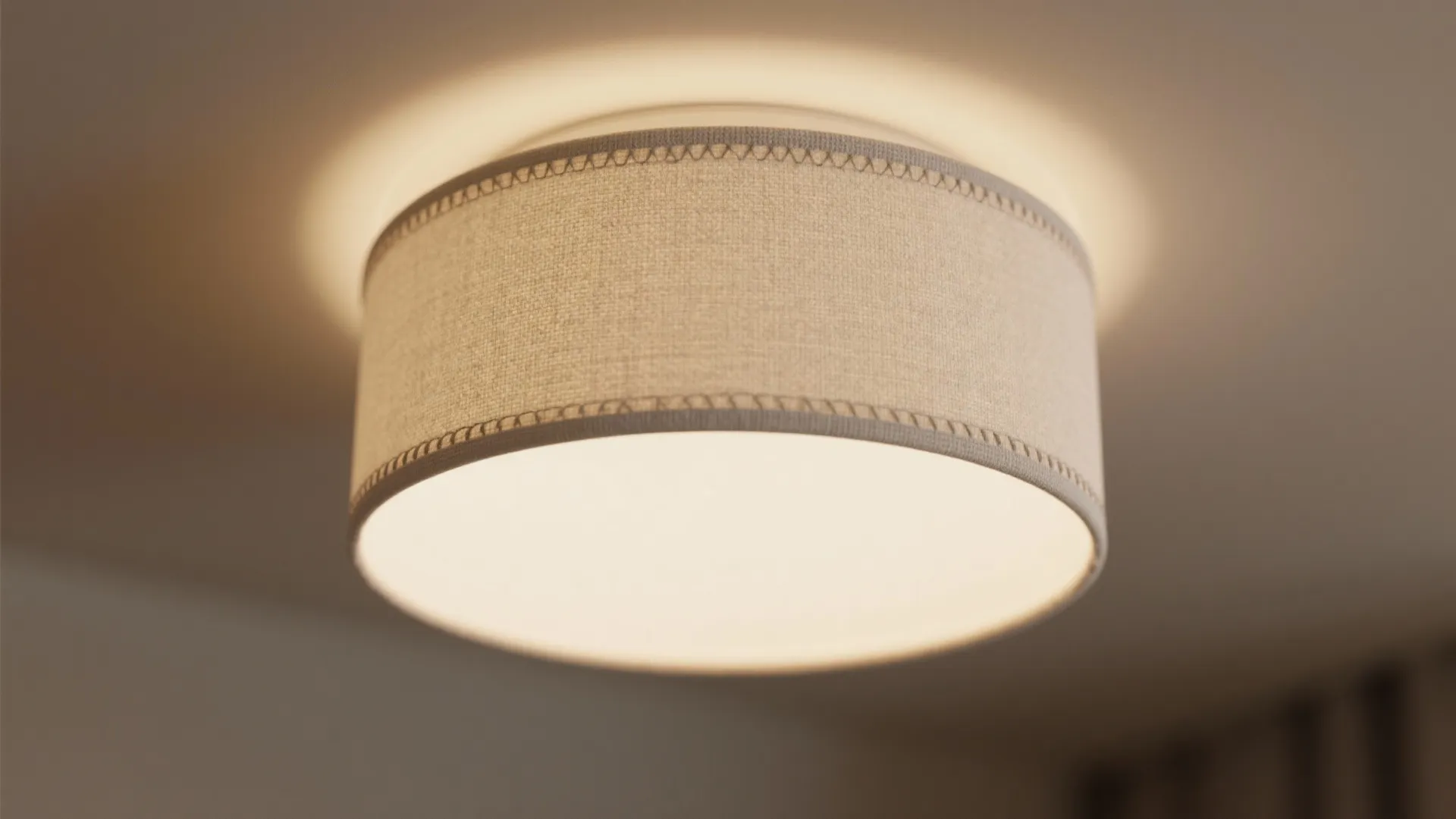 Minimalist Semi-Flush Drum with Fabric Shade