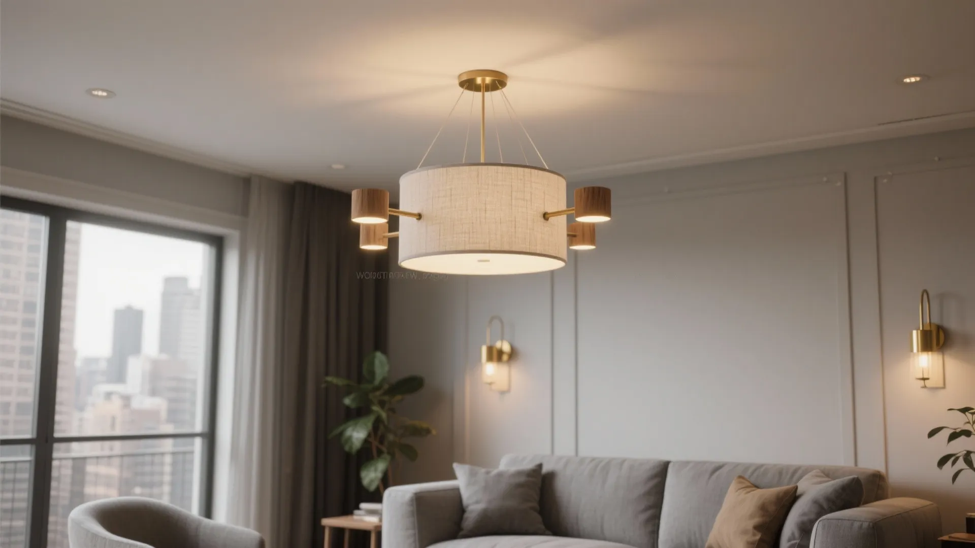 Semi-flush chandelier for low ceilings