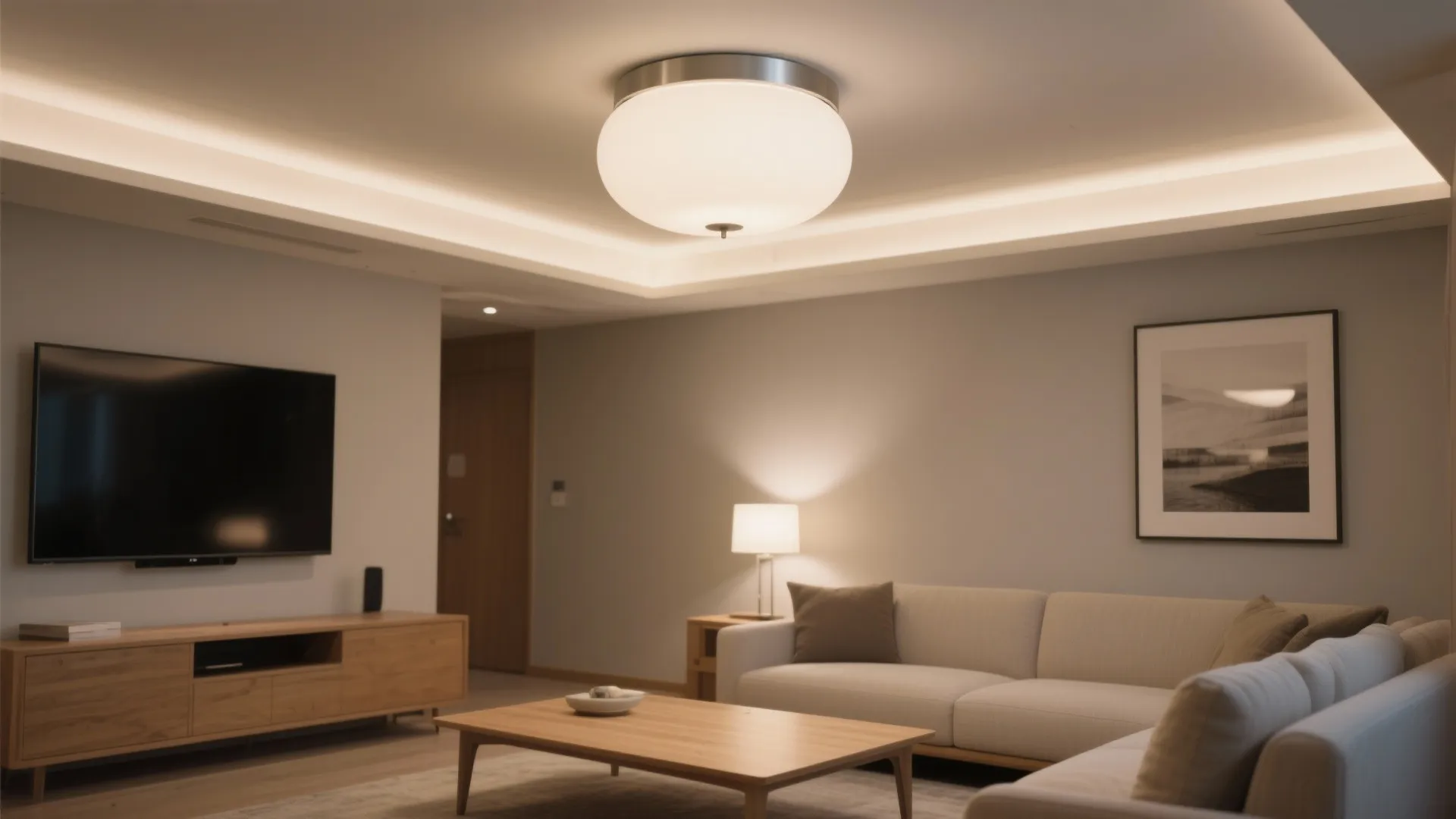 2) Minimalist Semi-Flush with Opal Glass