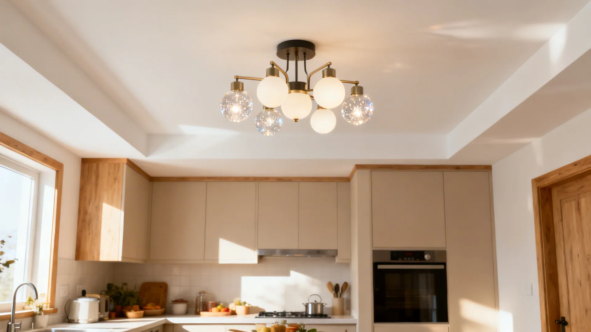 Semi-flush multi-arm for layered sparkle