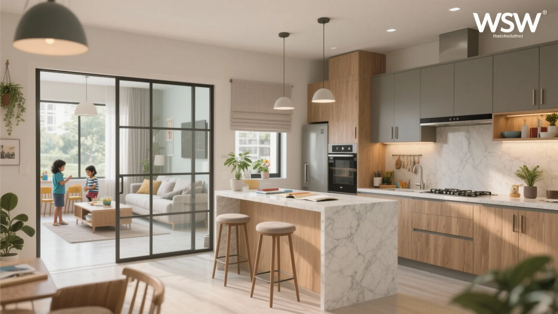 Flexible Living Core with Semi-Open Kitchen