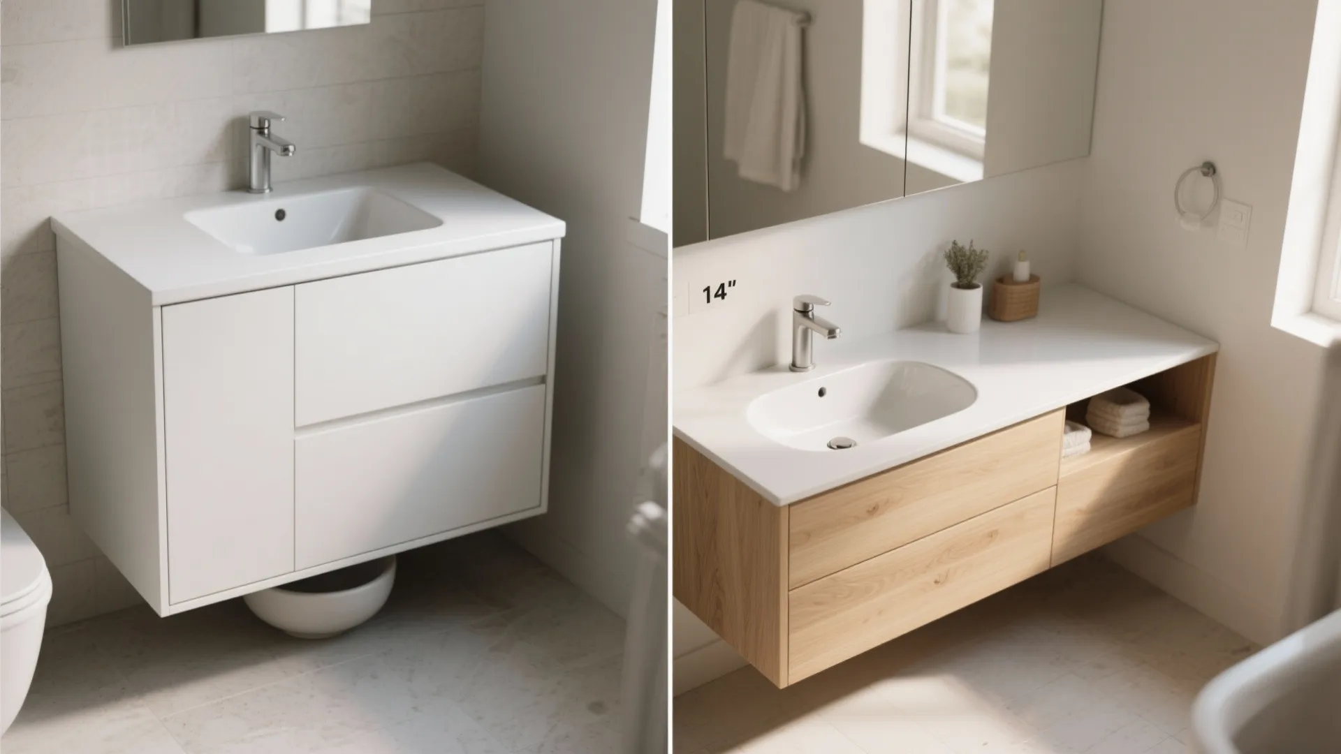 Semi-Recessed Basins on Slim Vanities