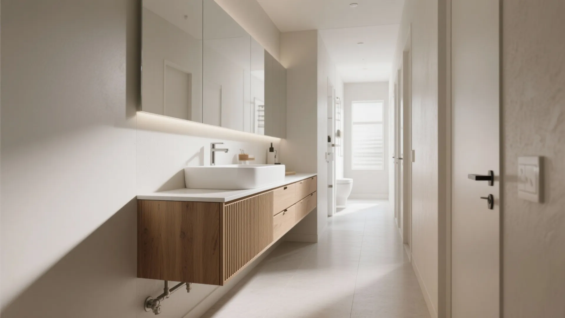 Semi-Recessed Sinks to Maximize Narrow Vanities