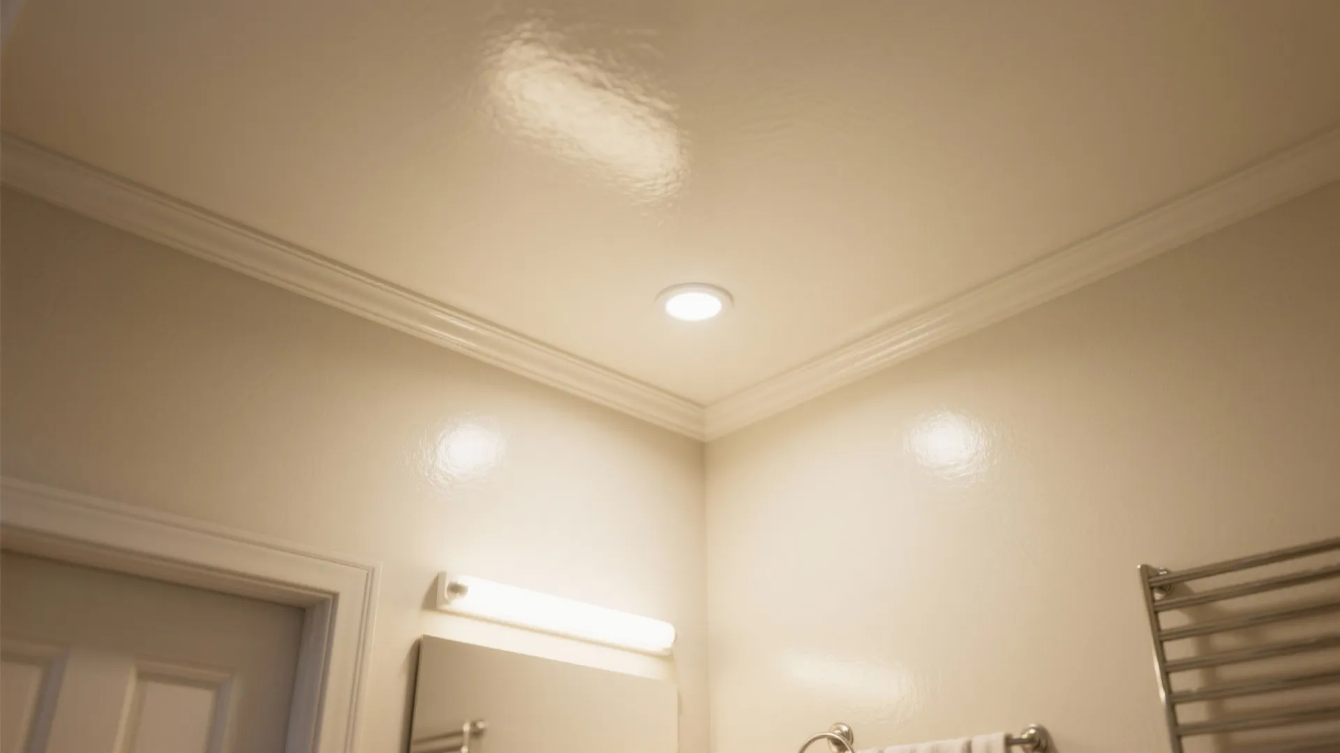 4. Semi-gloss on ceiling with matched walls for durability