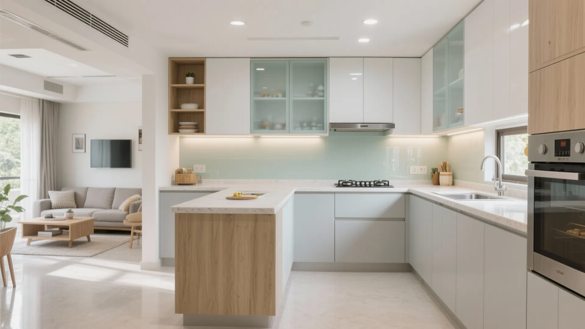 2) A semi-open modular kitchen that really cooks