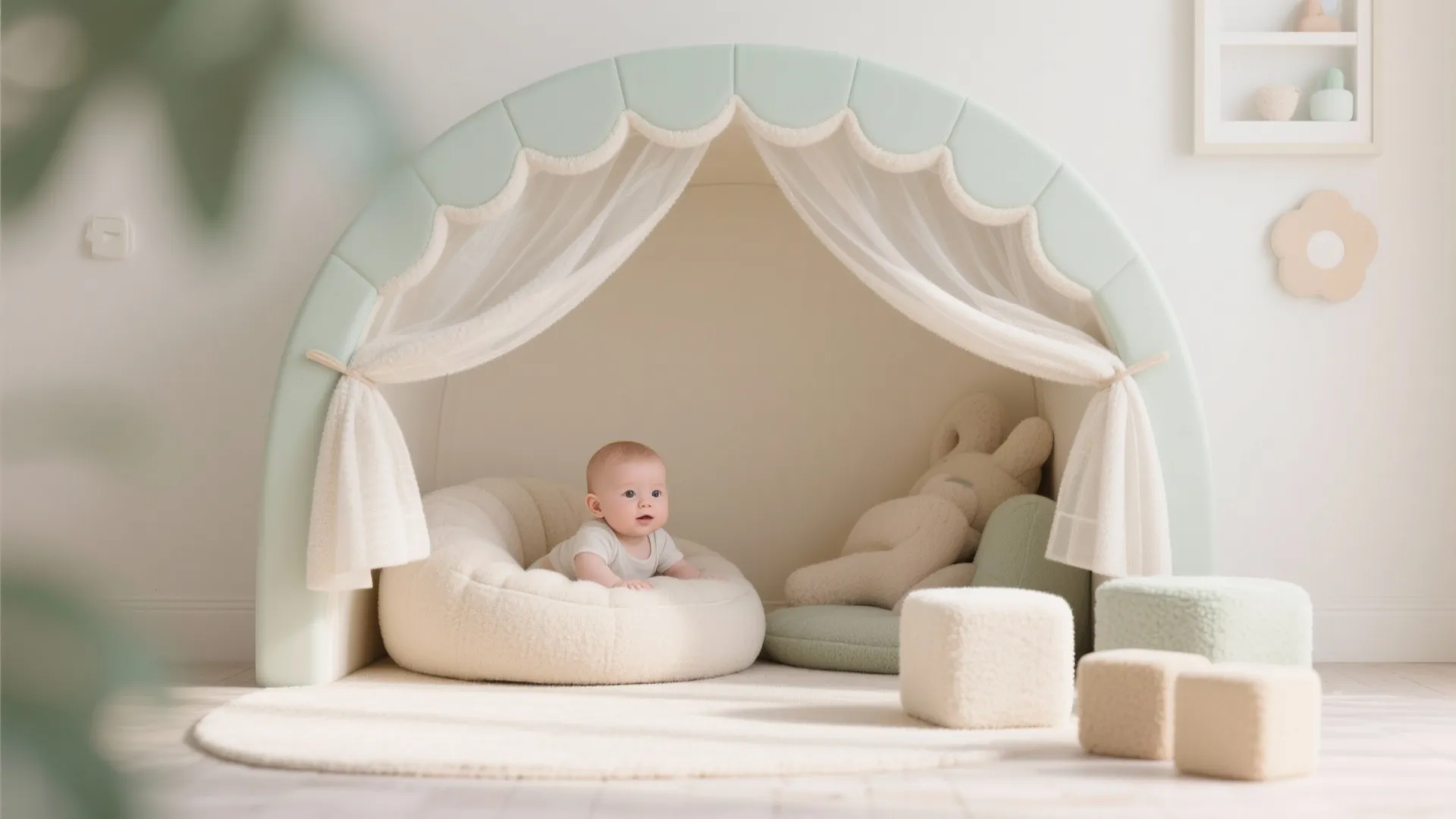 A sensory photo corner at baby’s eye level