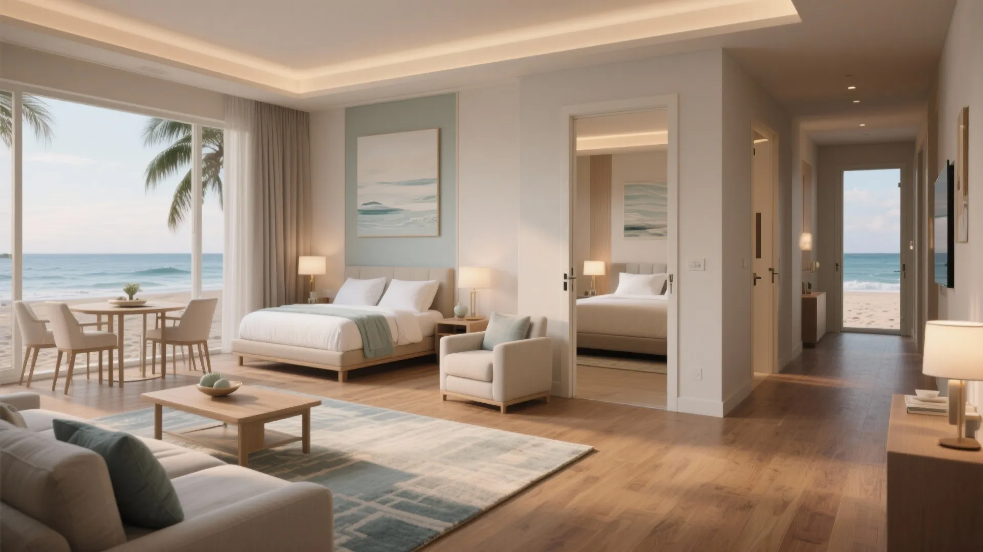 1. Spacious beachfront suites with separate bedrooms