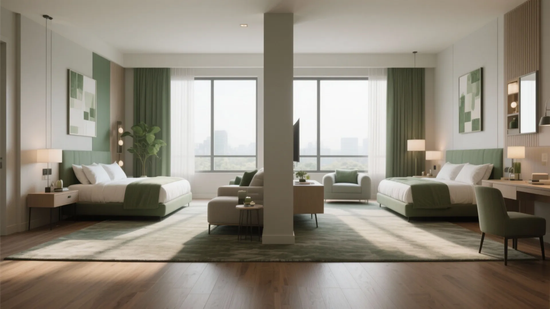 1. Choose suites with clear separation of living and sleeping zones