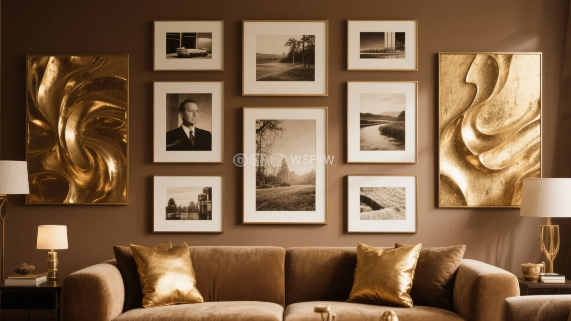 8. Wall Art in Sepia and Metallic Gold