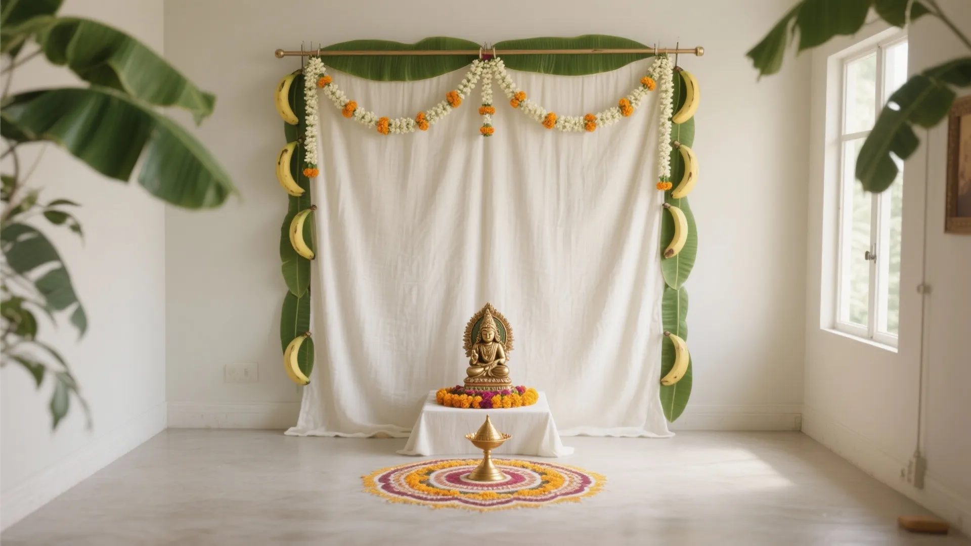 Serene minimalist altar backdrop