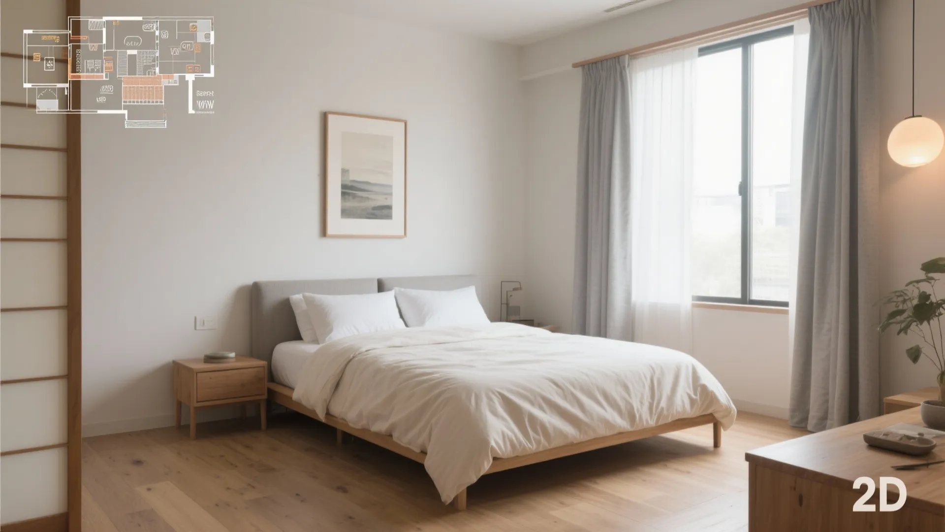 寝室は“面”で整える：カーテン・ラグ・寝具のテクスチャ統一