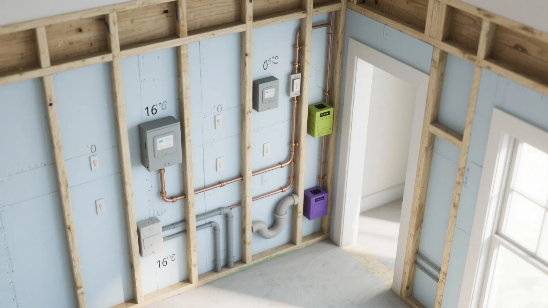 Service walls: plan plumbing, power, and pass-throughs