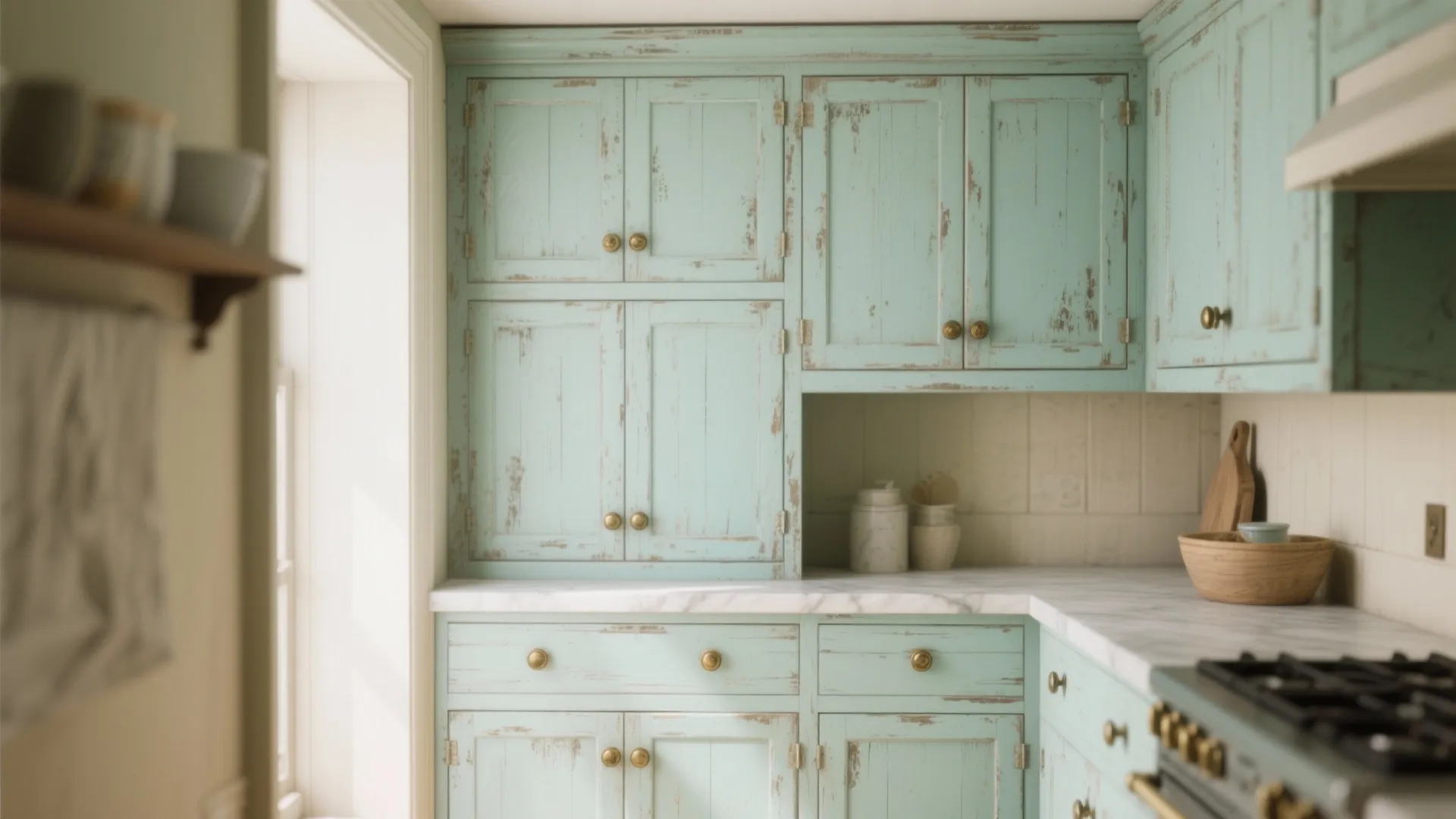 1. Shabby Chic Painted Cabinetry