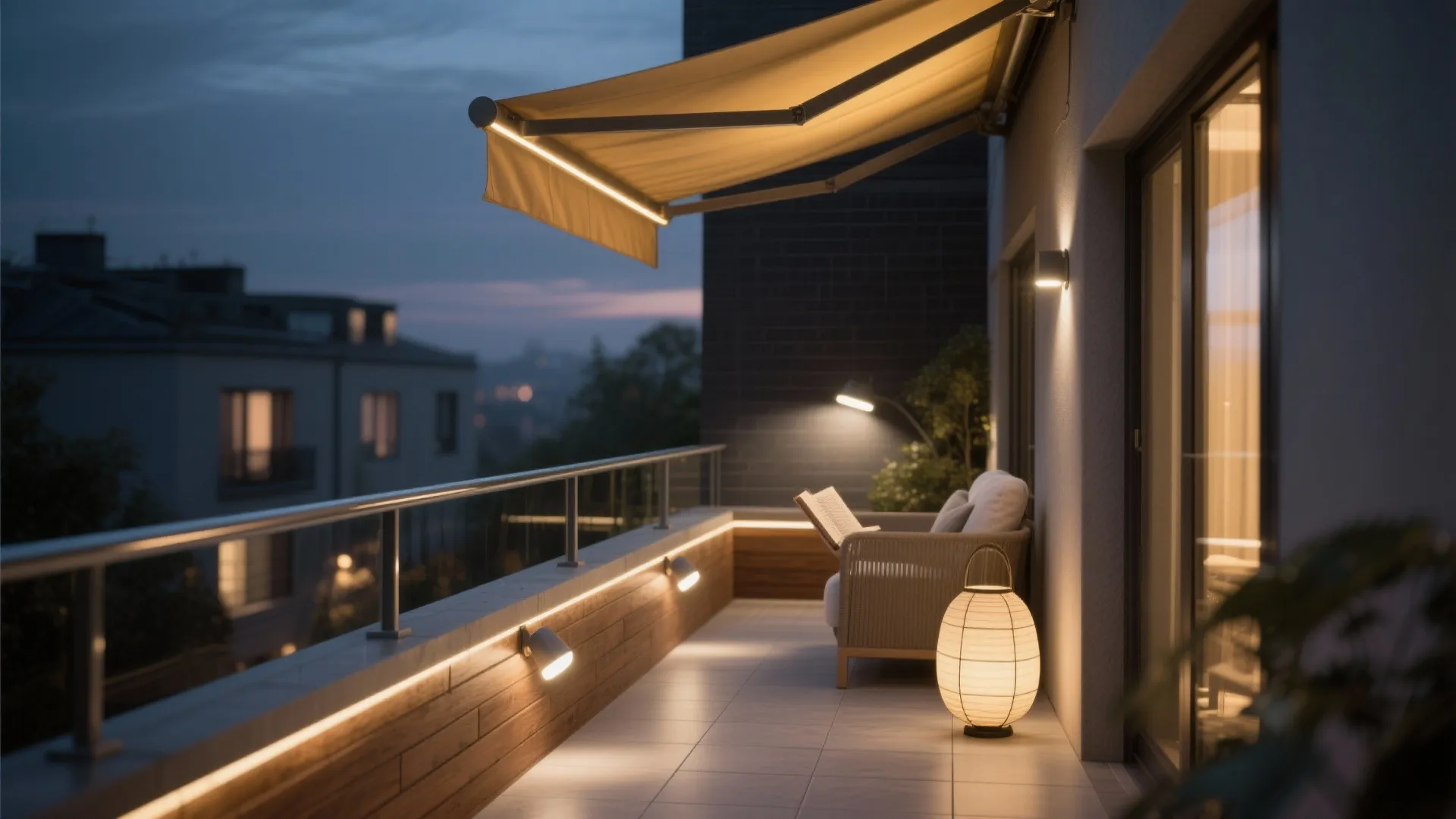 Idea 3: Retractable shade and layered lighting
