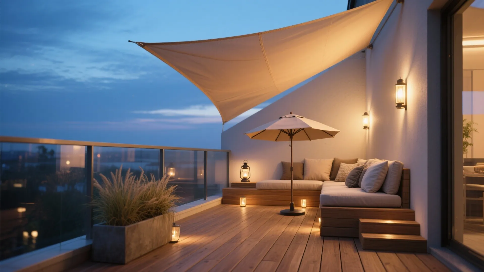 Shade Sails, Layered Lighting, and Nighttime Comfort