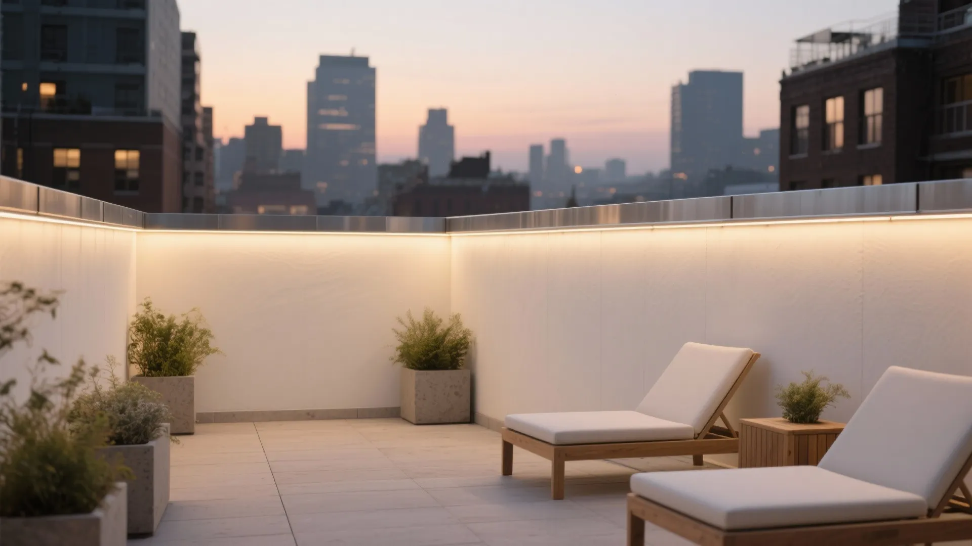 Minimal parapet with shadow-gap lighting