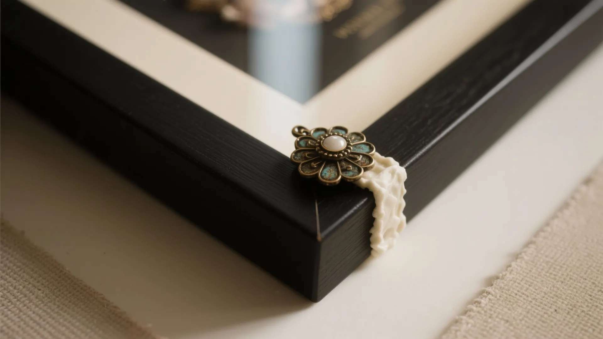 2) Mixed-media story wall with heirlooms