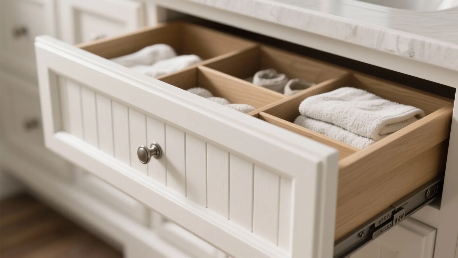 2. Shaker-front 30" white vanity with deep drawers