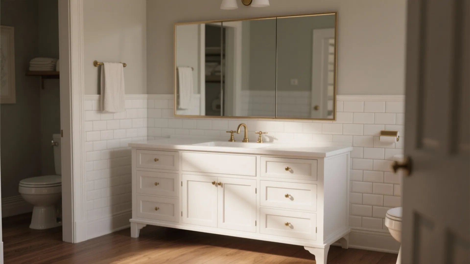 3. Classic shaker-style 42-inch white vanity for timeless appeal