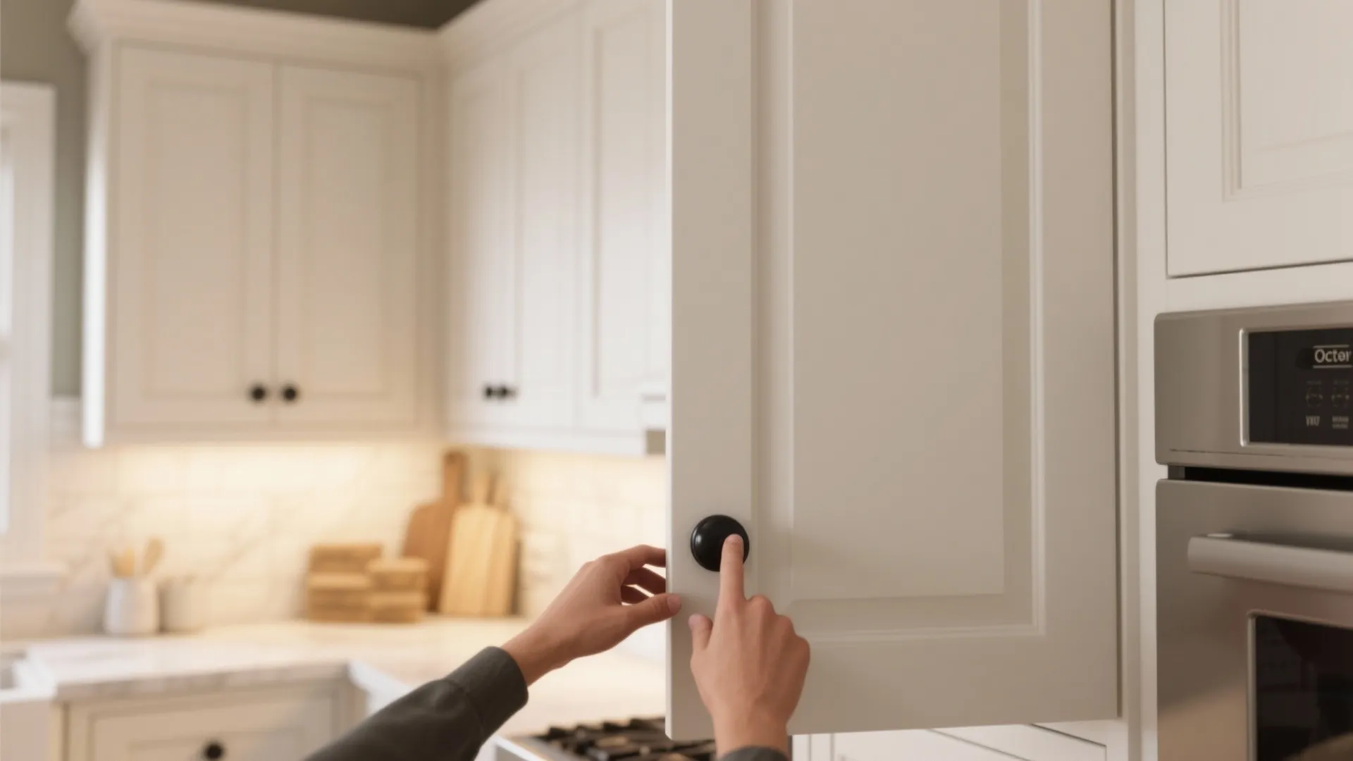 2. Contrasting black on shaker-style cabinets