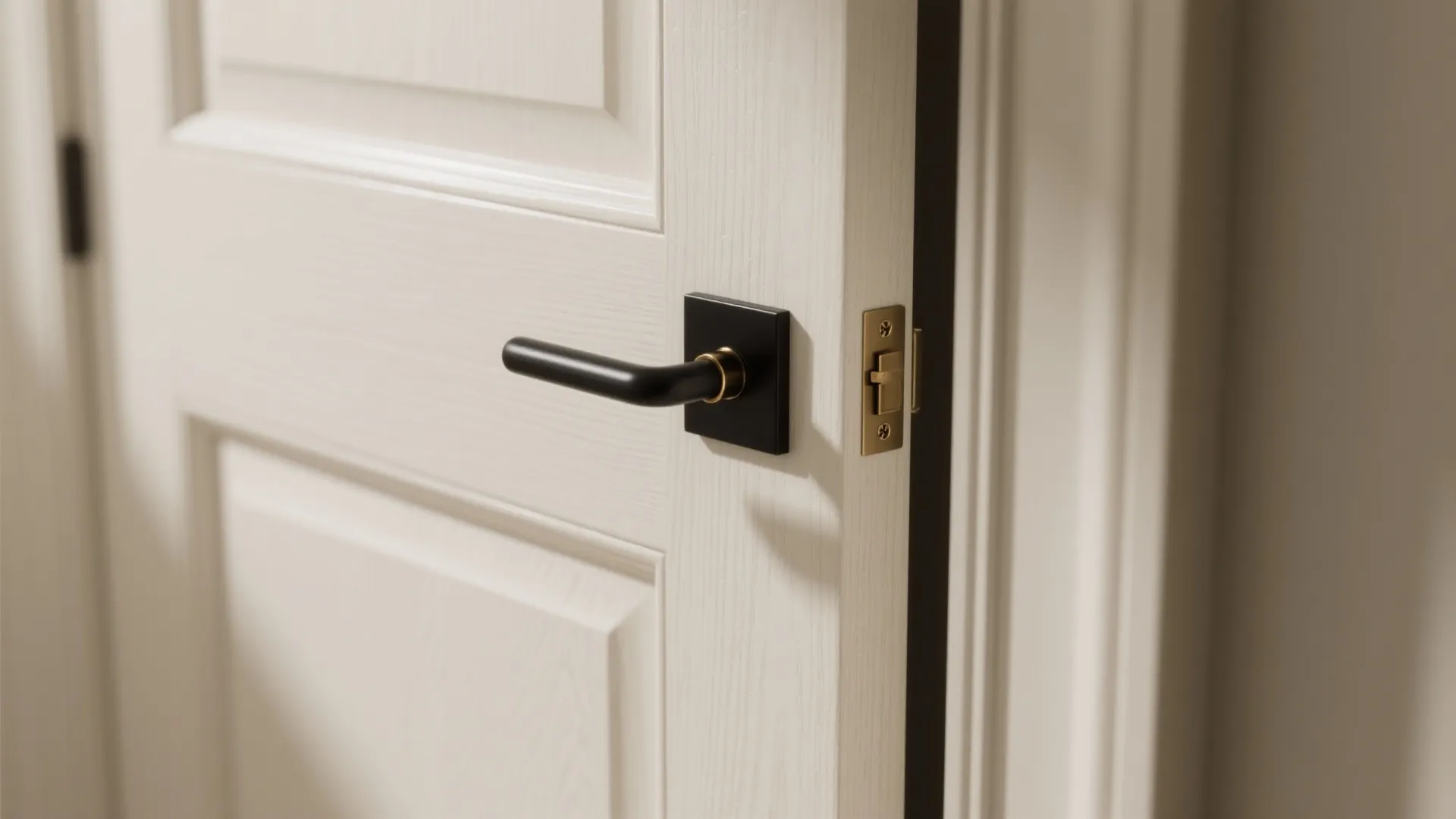 5) Minimal Shaker-style wood door with modern hardware