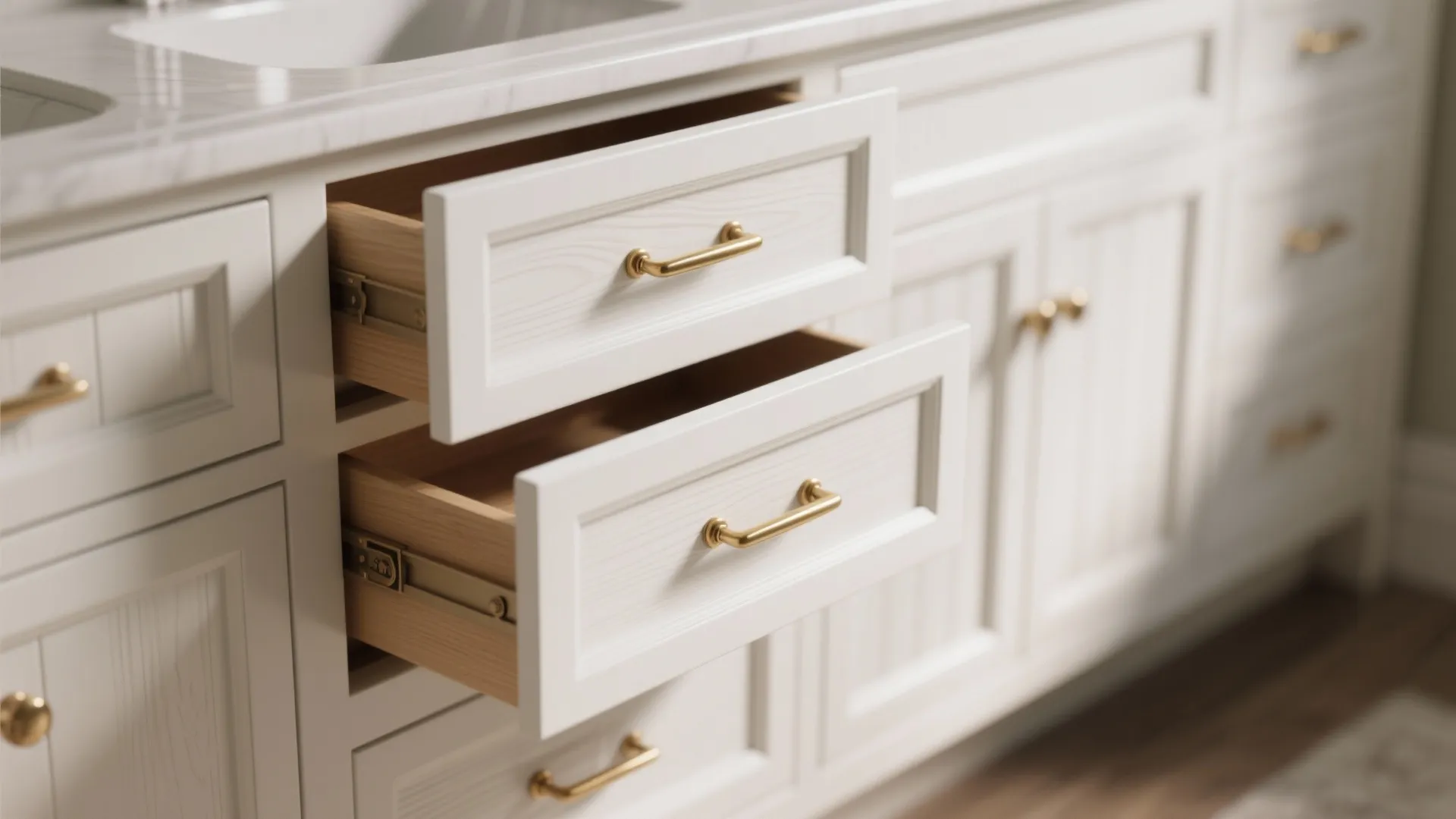 3. Classic Shaker Doors with Soft-Close Drawers