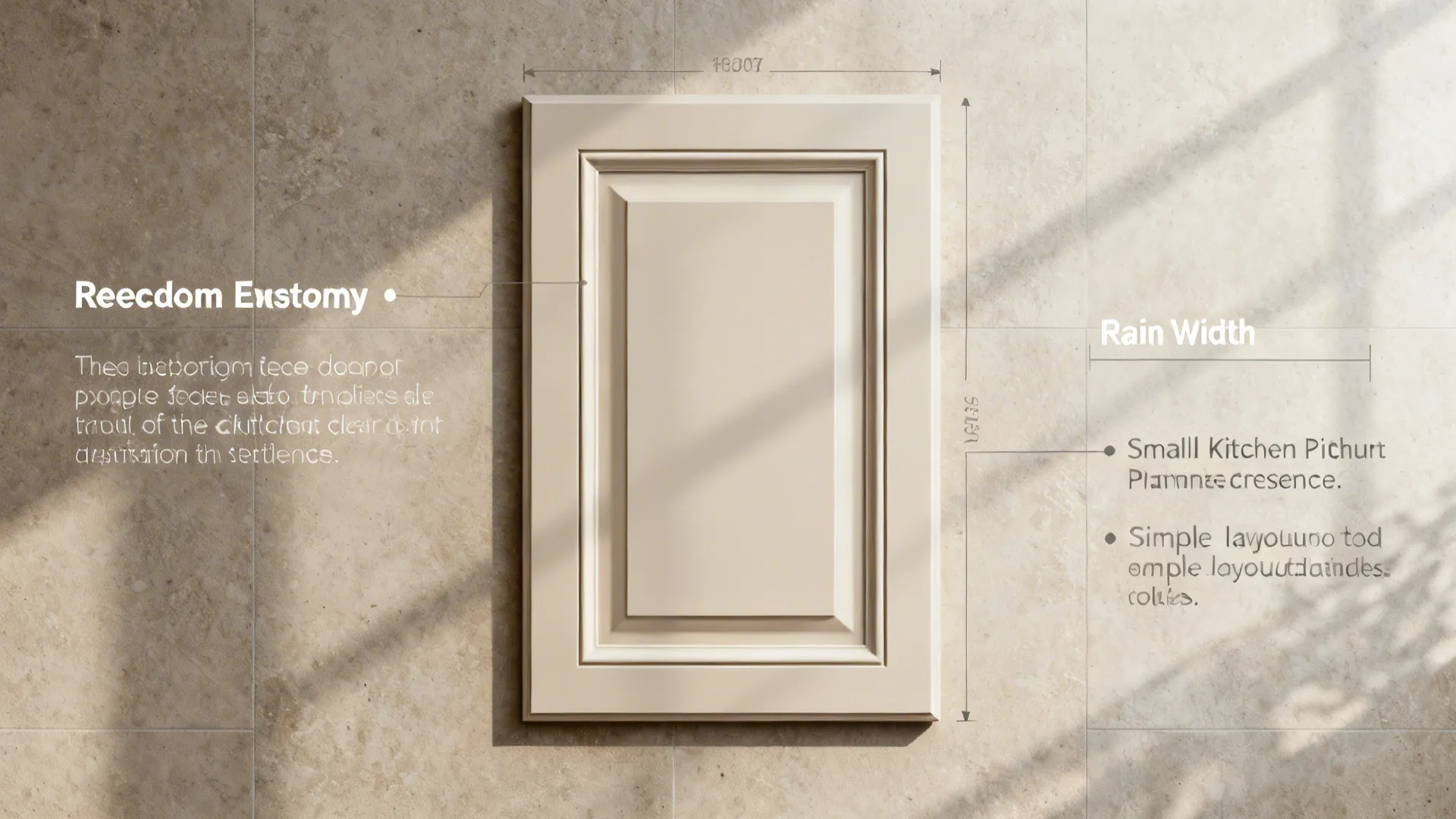 Top-down visual of Shaker door proportions and compact kitchen layout cues in a clean neutral setup.