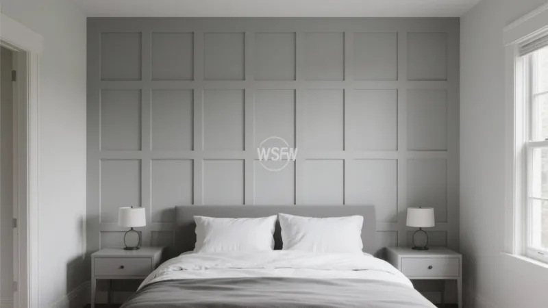 Serene Gray Bedroom with Paneled Accent Wall