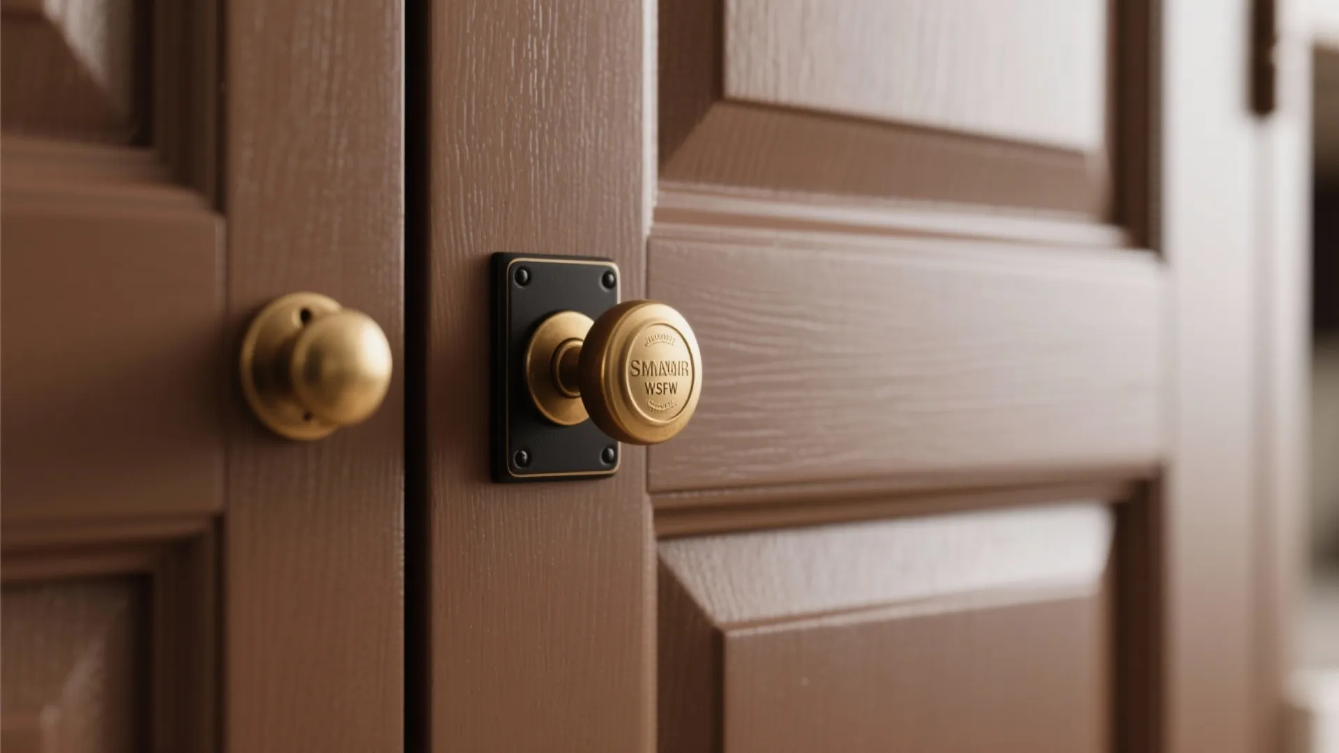 3. Brown Shaker Cabinets with Contrasting Hardware