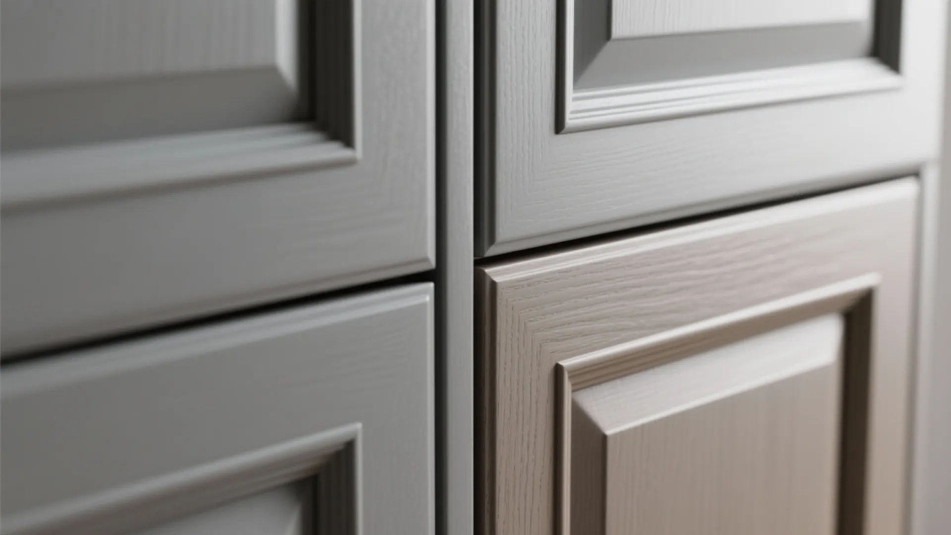 2. Cool Grey Shaker Tops + Warm Grey Slabs Below